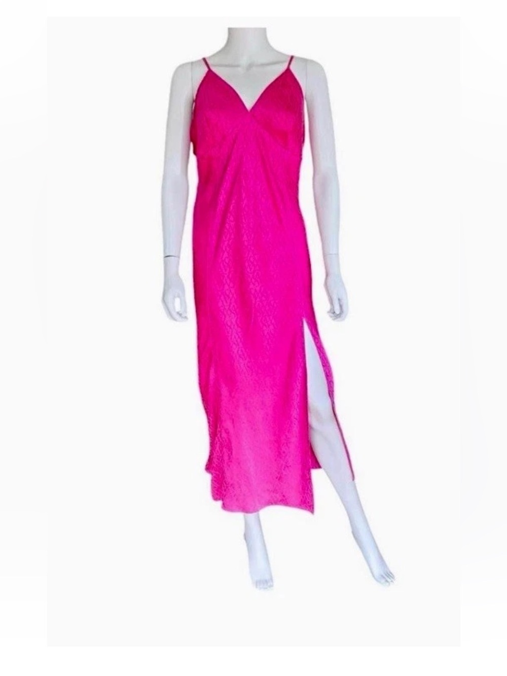 Victoria Secret Lingerie Chemise Slip Long Gown VS Logo Print Luxe High Slit